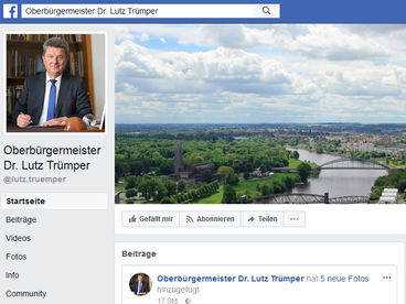 Bild vergrößern: Facebook-Fanpage des Oberbrgermeisters Dr. Lutz Trmper