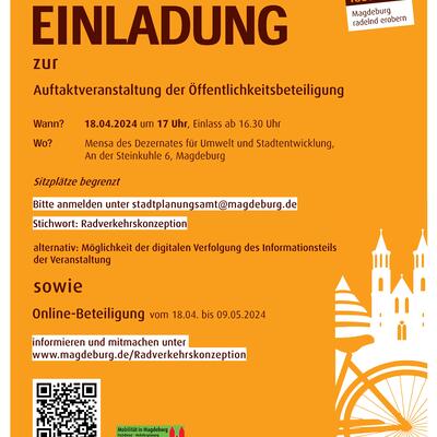 Einladung zur Auftaktveranstaltung der Öffentlichkeitsbeteiligung zur Radverkehrskonzeption