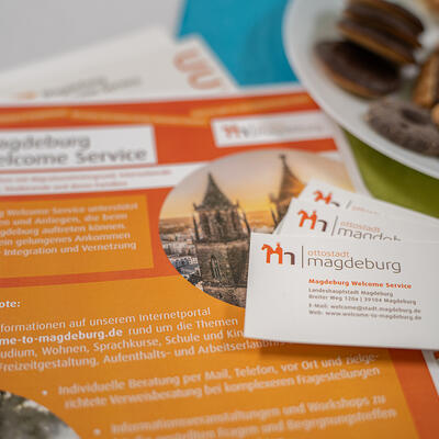 Visitenkarten und Prospekt des Magdeburg Welcome Service