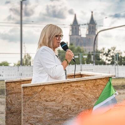 Oberbürgermeisterin Simone Borris mit einem Grußwort zum Magdeburger Recht